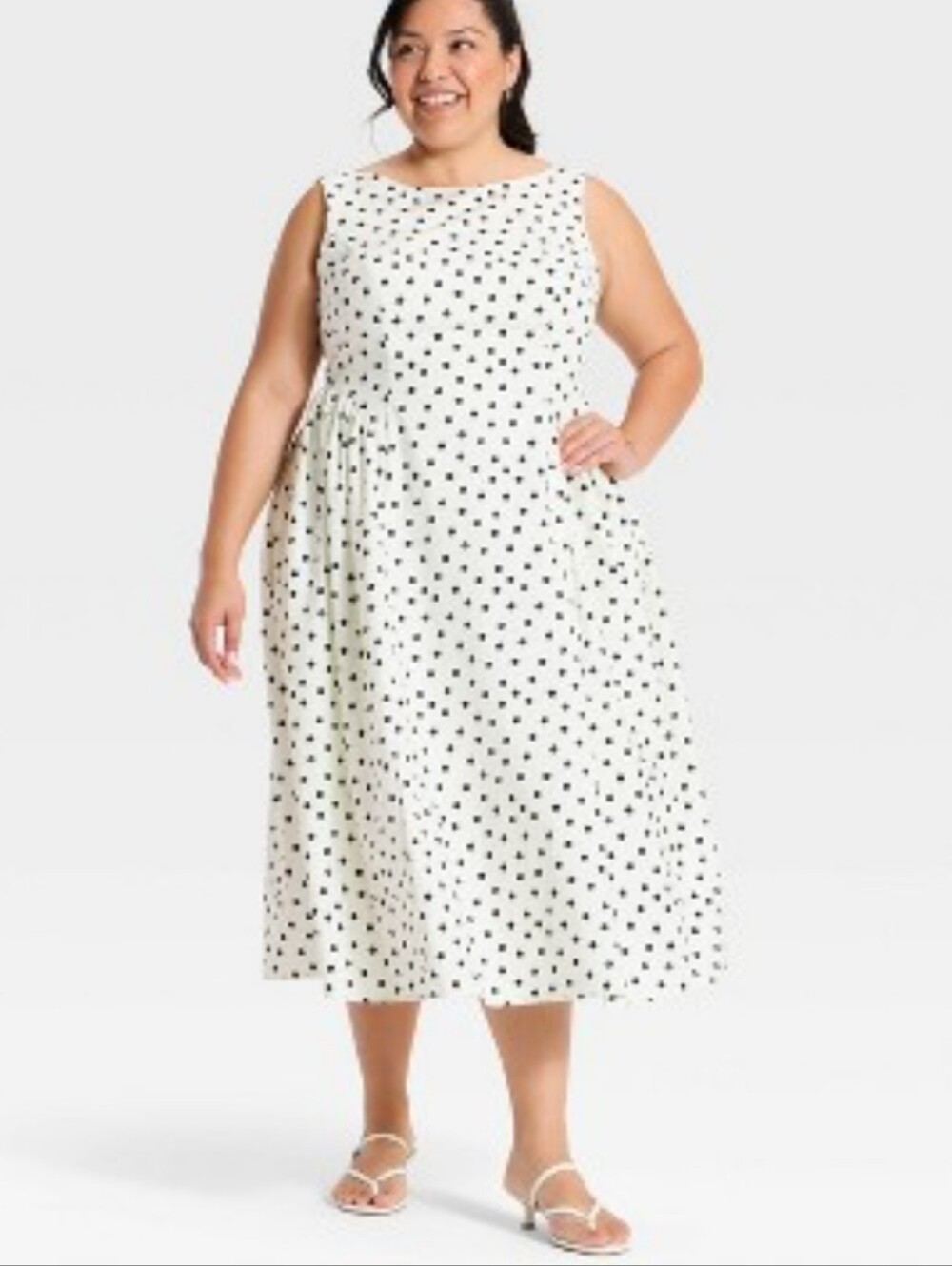 NWT A New Day Corset White and Black Polka Dot Midi Dress 3X